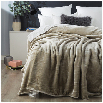 Renee Taylor 220 x 240cm Heavy Weight Acrylic Mink Blanket Taupe