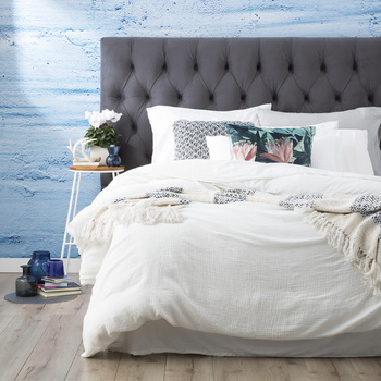 Solana Washed Cotton Textured Quilt Cover Set Super King White