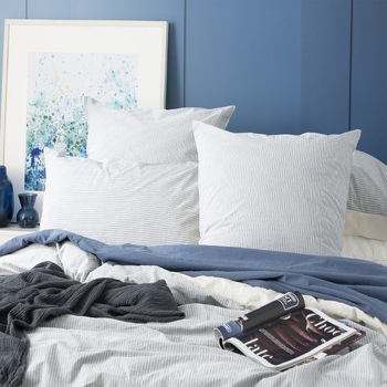 Renee Taylor Portifino Yarn Dyed vintage washed Cotton Euro Pillowcase Blue