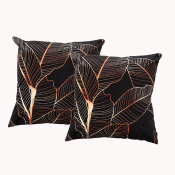 2pc Renee Taylor Poly Velvet Printed Filled Cushions 50x50cm Leaf