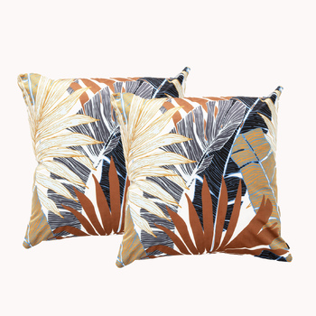 2pc Renee Taylor Poly Velvet Printed Filled Cushions 50x50cm Foilage