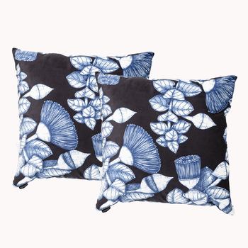 2pc Renee Taylor Poly Velvet Printed Filled Cushions 50x50cm Bush Land