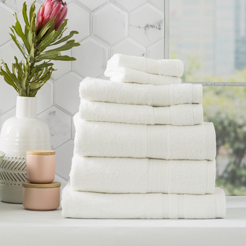 7pc Renee Taylor Stella 650GSM Super Soft Bamboo Cotton Towel Set White