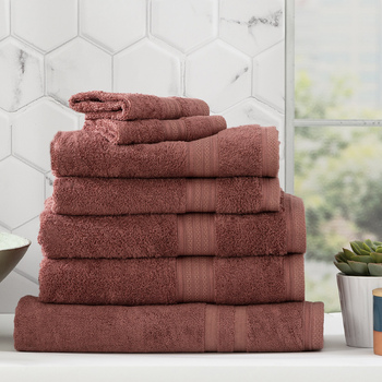 7pc Renee Taylor Stella 650GSM Super Soft Bamboo Cotton Towel Set Brick