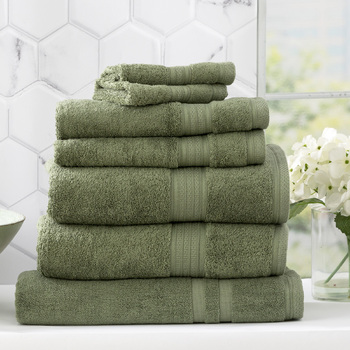 7pc Renee Taylor Stella 650GSM Super Soft Bamboo Cotton Towel Set Jade