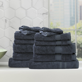 14pc Renee Taylor Stella 650GSM Super Soft Bamboo Cotton Towel Set Indigo