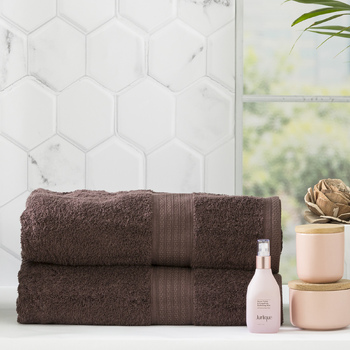 2pc Renee Taylor Stella 650GSM Super Soft Bamboo Cotton Bath Sheet Cocoa