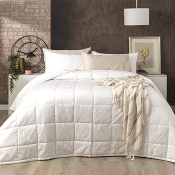 Ddecor Home Mosaic 500TC Cotton Jacquard Comforter Set Queen Bed White