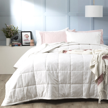 Ddecor Home Josephine 500TC Cotton Jacquard Comforter Set Queen Bed White