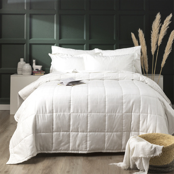 Ddecor Home Willow 500TC Cotton Jacquard Comforter Set Queen Bed White