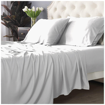 Park Avenue Long Single Bed Fitted Sheet Set 500 TC Bamboo Cotton White