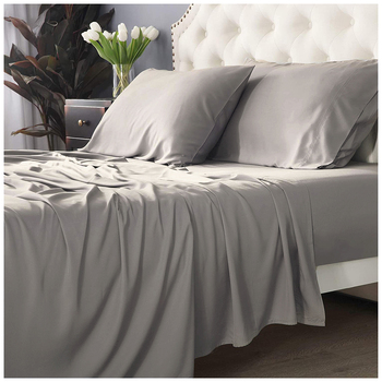 Park Avenue Long Single Bed Fitted Sheet Set 500 TC Bamboo Cotton Pewter