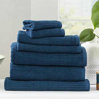7pc Renee Taylor Cobblestone 650GSM Cotton Ribbed Towel Ink