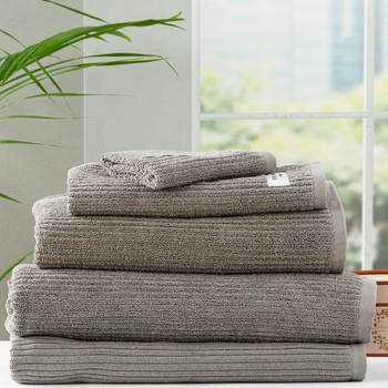 5pc Renee Taylor Cobblestone 650GSM Cotton Ribbed Towel Platinum