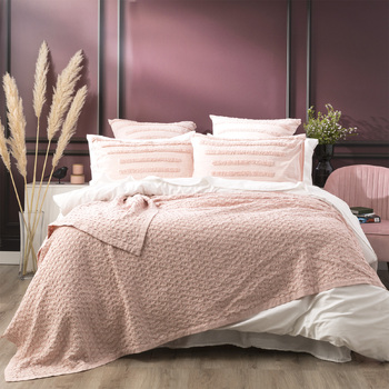 Renee Taylor Lexico Cotton Waffle Blankets Queen/King Rose