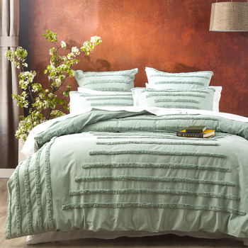 Renee Taylor Classic Cotton Vintage Washed Tufted Quilt Cover Set Double Sage
