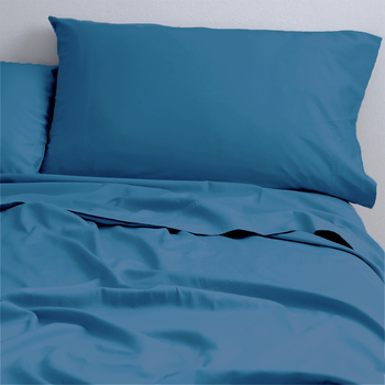 Park Avenue 500TC King Bed Natural Cotton Sheet/Pillowcases Set Blue
