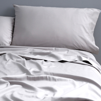 Park Avenue 500TC Single Bed Natural Cotton Sheet/Pillowcase Set Silver