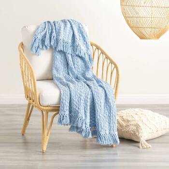 Renee Taylor Alysian 130x200cm Washed Cotton Textured Throw - Sky
