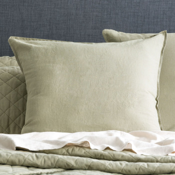 Renee Taylor Cavallo Stone Washed French Linen European Pillowcase Jade
