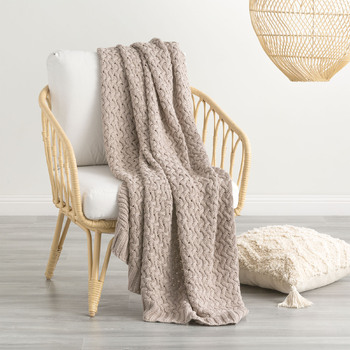 Renee Taylor Lenni 130x170cm Cotton Knitted Throw - Camel