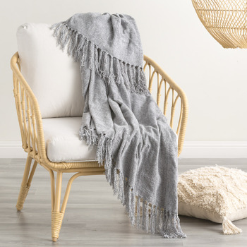 Renee Taylor Newland 130x170cm Chenille Polyester Throw - Silverline