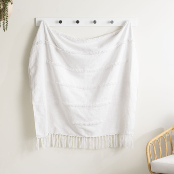 Renee Taylor Cambridge 130x170cm Cotton Slub Tufted Throw - Iceburg