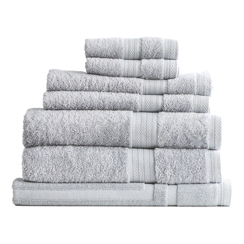 7pc Renee Taylor Stella 650GSM Cotton Bath/Hand Towel Set - Silver