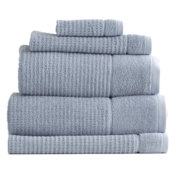 5pc Renee Taylor Cambridge 650GSM Textured Bath/Hand/Face Towel Blue Mirage