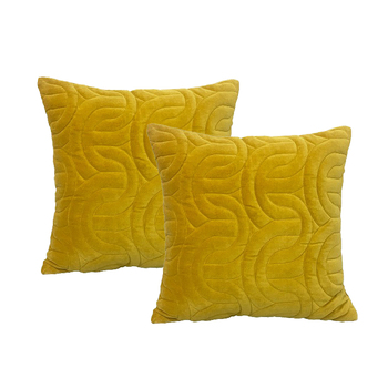 2pc Cloud Linen Roma Cotton Velvet/Poly 50cm Embroidered Cushion Sqr Gold