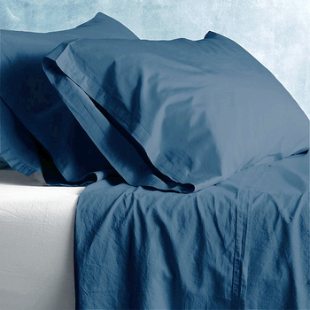 2PK Park Avenue European Double Cotton Fitted/Flat Sheet VNT Washed - Blue