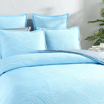 Renee Taylor Oscillate Jacquard Queen Quilt Cover/2x Pillowcases Set - Sky