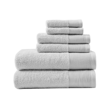 6pc Cloud Linen Retreat Cotton Tencel Antimicrobial Towel Set Grey