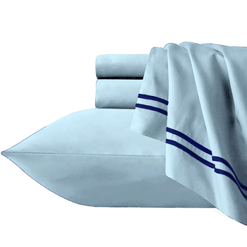 Renee Taylor Strada Embroidered Egyptian Cotton Euro Pillowcase Sky/Navy