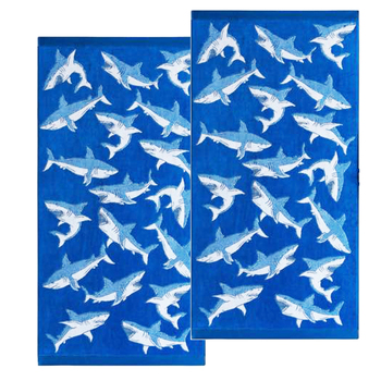2pc Renee Taylor Kids Cotton Beach Towel 75x150cm Shark
