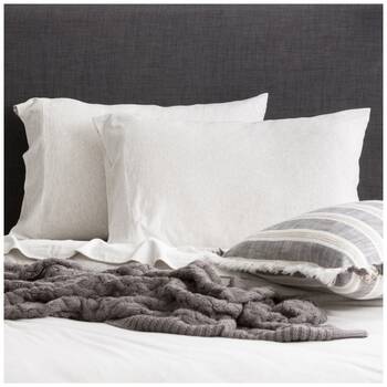 2x 2pc Renee Taylor Comfort T’s Organic Cotton Jersey Standard Pillowcase Ecru