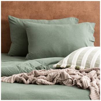2x 2pc Renee Taylor Comfort T’s Organic Cotton Jersey Standard Pillowcase Olive