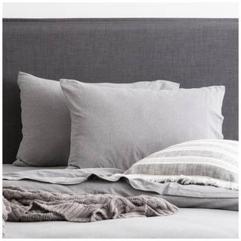 4x 2pc Renee Taylor Comfort T’s Organic Cotton Standard Pillowcase Charcoal