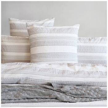 Renee Taylor Lenone 100% Cotton Seersucker European Pillowcase Charcoal/White 