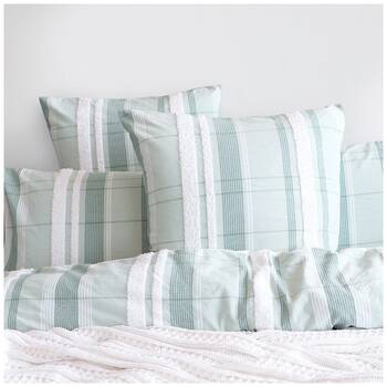 Renee Taylor Syracuse Stripe European Pillowcase Sage Green & White 