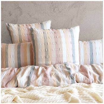 Renee Taylor Layla 100% Cotton Seersucker European Pillowcase Pink Clay & White