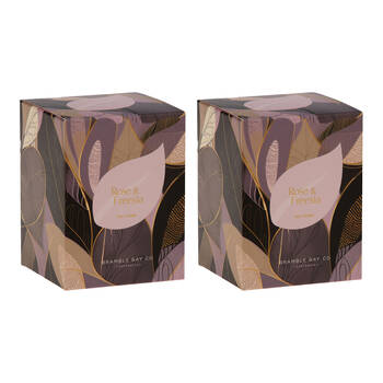 2PK Bramble Bay Summer Blooms Rose & Freesia Scented Candle Home Fragrance