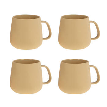 4PK Bramble Bay Summer Blooms Ceramic Everyday Kitchen Coffee Mug Beige