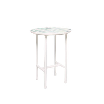 Rayell Marble Side Table Printed Faded Cross Blue Marble/White Legs 40x50cm