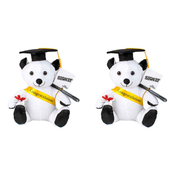 2PK Signature Cotton Graduation Bear w/ Texta 20cm White