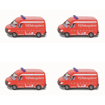 4PK Siku 0805 Ambulance Diecast 82mm Emergency Vehicle Toy 3y+