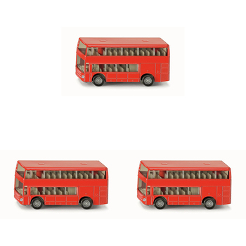 3PK Siku Double Decker Bus Diecast Metal Vehicle 75mm Toy 3y+