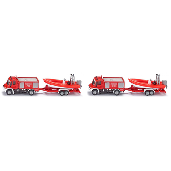 2PK Siku 1636 Mercedes Benz Fire Engine w/ Boat Kids Toy 167mm 3y+ 1:87 Scale