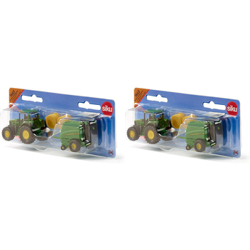 2PK Siku Diecast John Deere Tractor w/ Round Baler Kids 131mm Toy 3y+