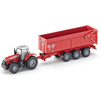 Siku 1:87 Scale Diecast Massey Fergson Tractor w/Trailer Kids Toy Red 3y+